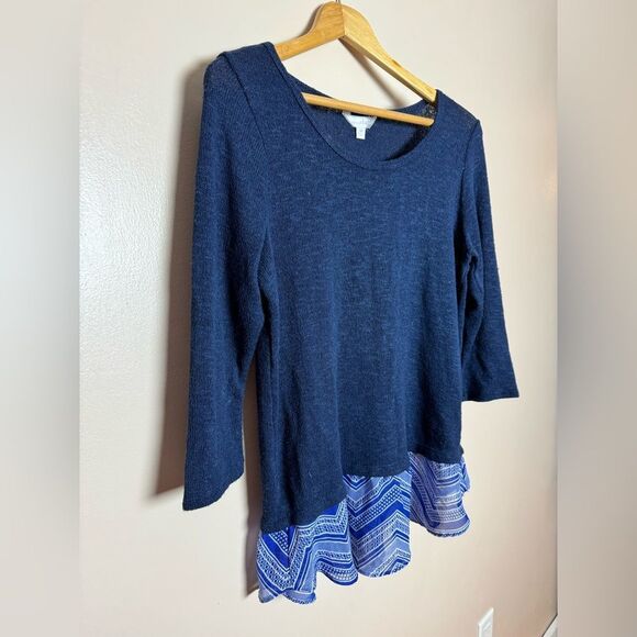 CLEARANCE! Blue Charming Charlie Mixed Media Sweater Size M EUC - Picture 3 of 5